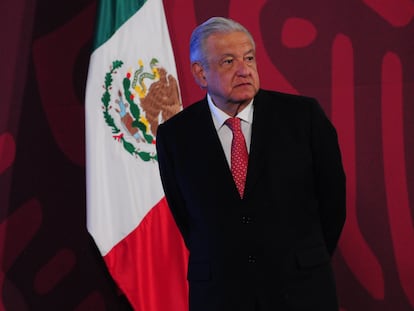 Andrés Manuel López Obrador, presidente de México, durante una conferencia mañanera.