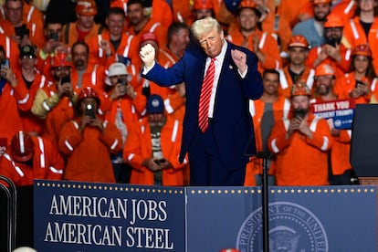 Donald Trump baila en Pensilvania, el  30 de mayo de 2025. 