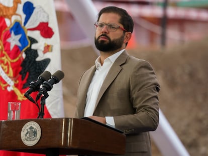 El presidente de Chile, Gabriel Boric, este jueves en un acto público.