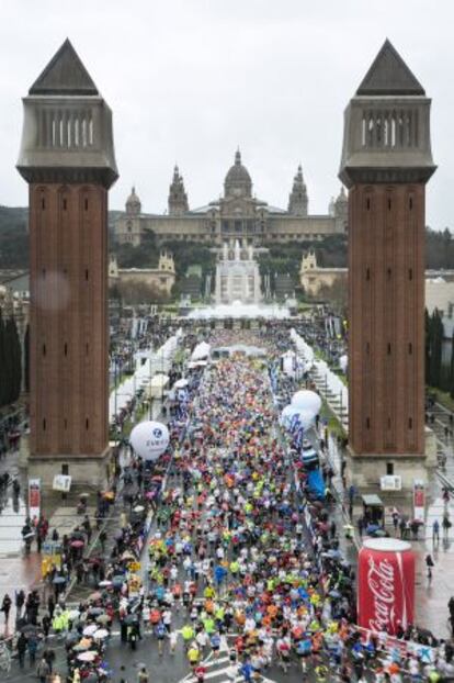 Corredores en la maratón de Barcelona.