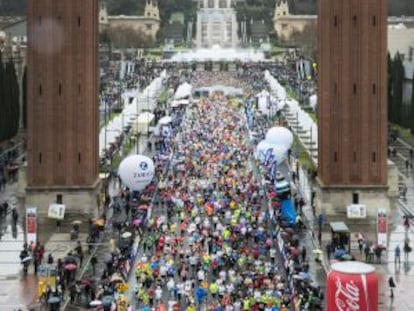 Corredores en la maratón de Barcelona.