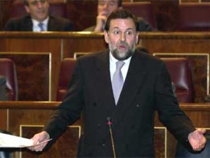 Mariano Rajoy, durante su intervención en la sesión de control al Gobierno de hoy.