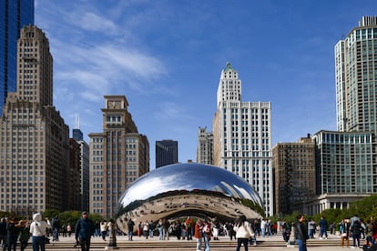 La escultura conocida como 'The Bean' en el Millenium Park de Chicago, en 2022.