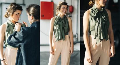 Amaia Romero con la camisa 'Lola' que Julia Velázquez comercializa en su web desde esta semana.