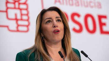 Rueda de prensa de la secretaria general del PSOE-A y presidenta de la Junta en funciones, Susana Díaz.
