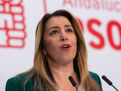 Rueda de prensa de la secretaria general del PSOE-A y presidenta de la Junta en funciones, Susana Díaz.