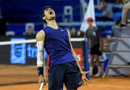 Alcaraz celebra la victoria contra Gasquet.