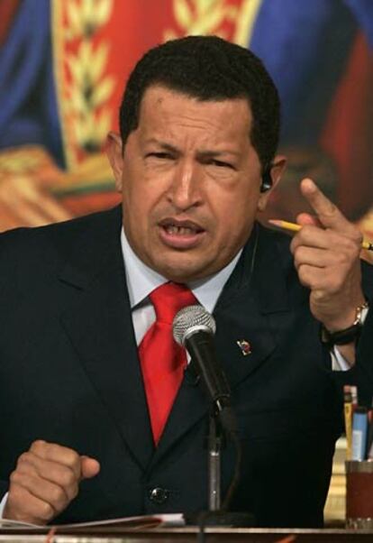 Hugo Chavez en el Palacio Miraflores de Caracas.