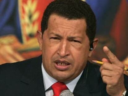 Hugo Chavez en el Palacio Miraflores de Caracas.