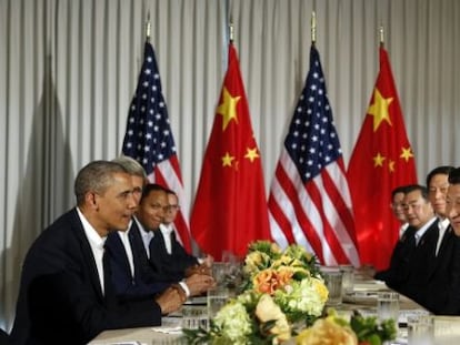 Las delegaciones de EE UU y China durante su encuentro en California en 2013.