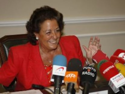 Rita Barberá, en la conferencia de prensa en el Ayuntamiento de Valencia.