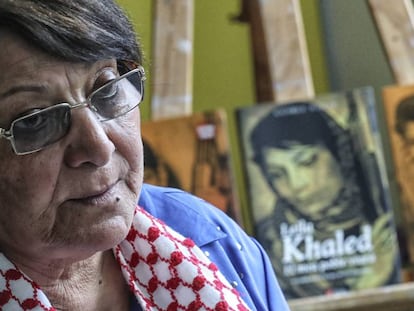 Leila Khaled, ayer durante la entrevista en el espacio Fabra i Coats de Barcelona.