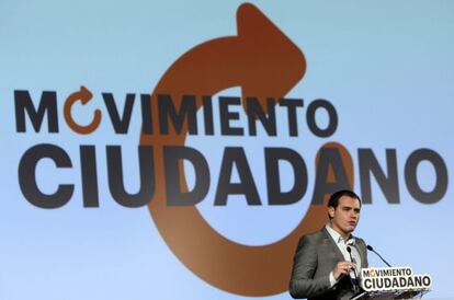 El líder de Ciutadans, Albert Rivera, durante el acto de presentación de Movimiento Ciudadano en Barcelona.