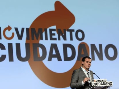 El líder de Ciutadans, Albert Rivera, durante el acto de presentación de Movimiento Ciudadano en Barcelona.