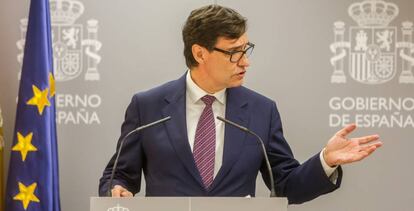 El ministro de Sanidad, Salvador Illa, interviene en una rueda de prensa en el Ministerio de Sanidad, a 13 de julio de 2020.