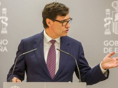 El ministro de Sanidad, Salvador Illa, interviene en una rueda de prensa en el Ministerio de Sanidad, a 13 de julio de 2020.