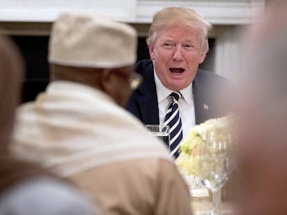 El presidente de EE UU, Donald Trump, durante la cena del Ramadán en la Casa Balnca.