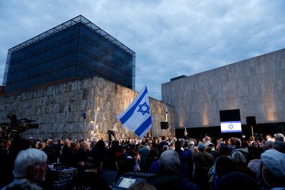 Movilización en apoyo a Israel cerca de la sinagoga de Múnich, este jueves. 
