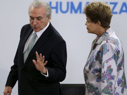 Temer e Dilma em evento no Pal&aacute;cio do Planalto.