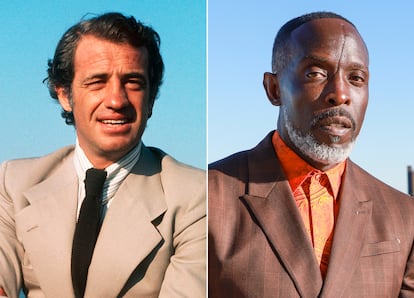 Jean-Paul Belmondo, en Cannes en 1974; y Michael K. Williams, en marzo de 2021 en los premios Critics Choice.