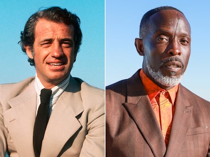 Jean-Paul Belmondo, en Cannes en 1974; y Michael K. Williams, en marzo de 2021 en los premios Critics Choice.