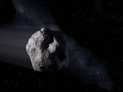 Una ilustraci&oacute;n de un asteroide. 