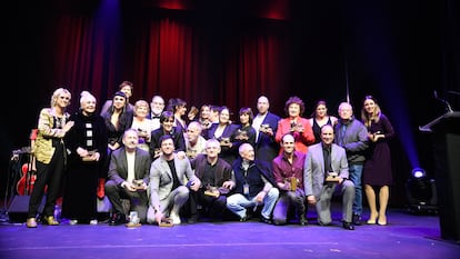 Algunos de los ganadores de la 31ª gala de la Unión de Actores y Actrices, este lunes en el Teatro Circo Price de Madrid.