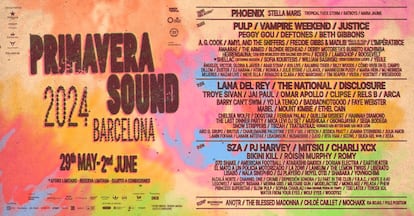 Cartel de la 22ª edición del Primavera Sound, que se celebra en Barcelona del 30 de mayo al 1 de junio. EL PAÍS es medio colaborador.