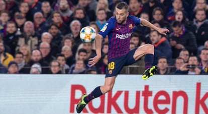 Alba, en el último clásico ante el Madrid.