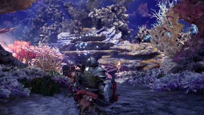 Una imagen del escenario Tierras Altas Coralinas de 'Monster Hunter World'.