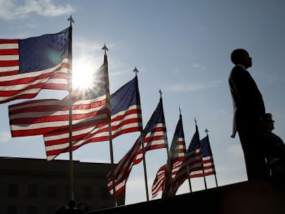 El presidente Barack Obama, durante la conmemoraci&oacute;n de los atentados del 11-S en Washington el pasado jueves. 