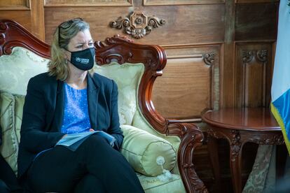Kelly Clements, alta comisionada adjunta de ACNUR, en una visita oficial a Guatemala el 10 de mayo de 2021.