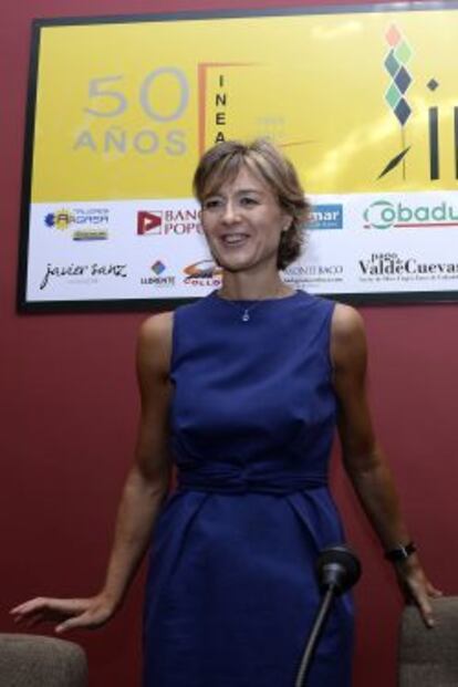 La ministra de Agricultura, Alimentación y Medio Ambiente, Isabel García-Tejerina, a su llegada esta mañana a los actos de celebración del cincuenta aniversario de la Escuela de ingeniería agrícola y medio rural.