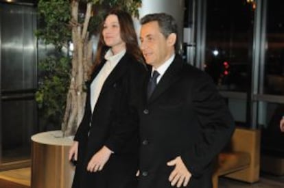 Carla Bruni y Nicolas Sarkozy, el pasado 15 de febrero.