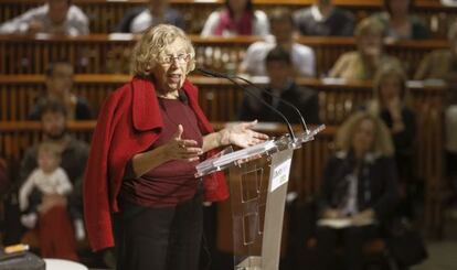 La alcaldesa de Madrid, Manuela Carmena, durante una intervención.
