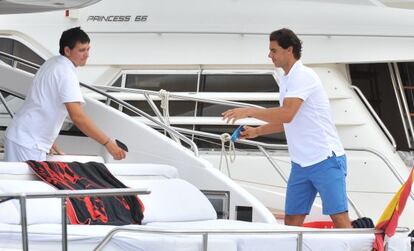 Rafa Nadal, en un yate en Ibiza.