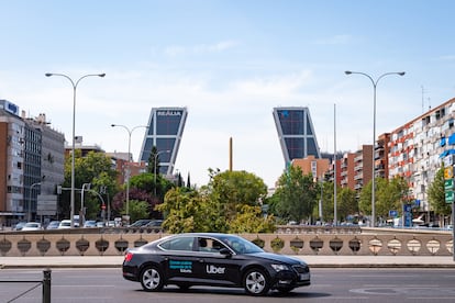 An Uber car in Madrid, Spain.