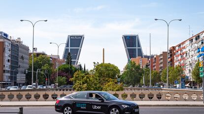 Un coche de Uber, en Madrid.