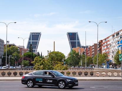 Un coche de Uber, en Madrid.