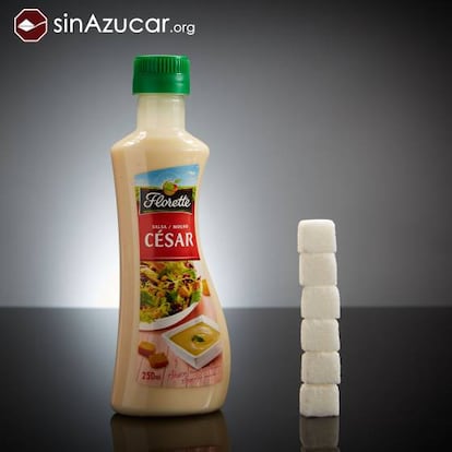 250ml de Salsa César Florette tienen 24 g de azúcar: 6 terrones