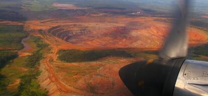 La mina de diamantes de Catoca, en Angola, desde el aire.