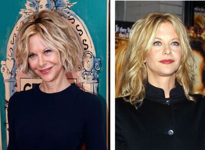 Meg Ryan esta semana en París. A la derecha, una imagen de la actriz en 2002.