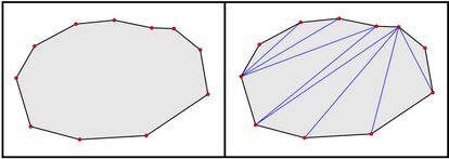 Una triangulación de un polígono de once lados.