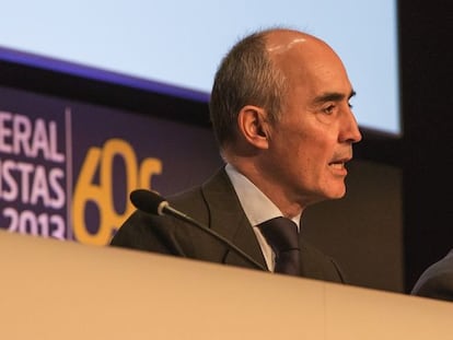 El presidente de Ferrovial, Rafael del Pino, en la junta de accionistas de la compañía en 2013.