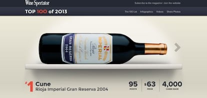 Cune Rioja Imperial Gran Reserva 2004, en la web de &#039;Wine Spectator&#039;. 