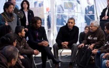 El presidente Obama junto a los activistas el pasado viernes.