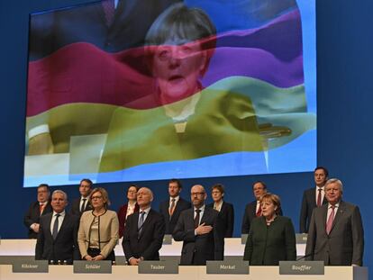 Merkel en el congreso de la CDU, este mi&eacute;rcoles en Essen.