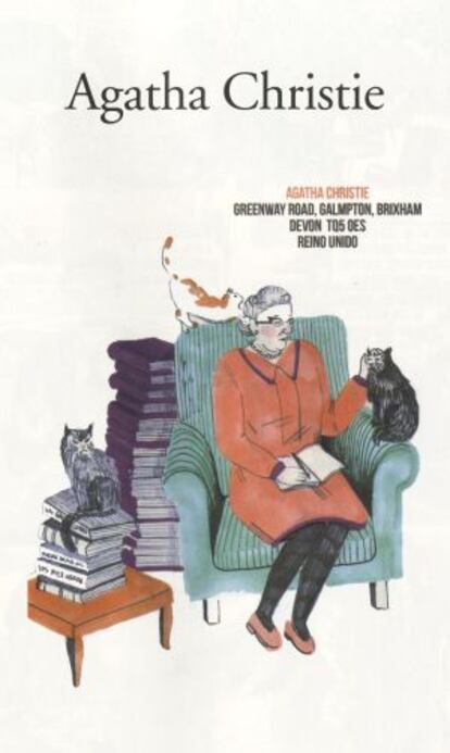Agatha Christie en una ilustración de Aquí viven leones.