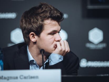 Magnus Carlsen, el pasado noviembre, durante una conferencia de prensa en el Mundial de Nueva York