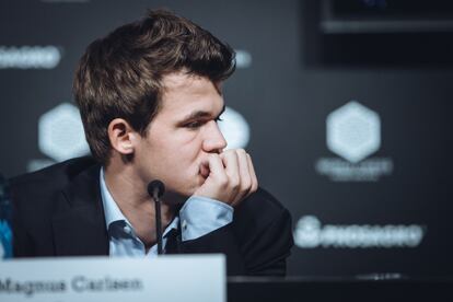 Magnus Carlsen, el pasado noviembre, durante una conferencia de prensa en el Mundial de Nueva York